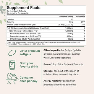 Supreme Omega-3 Fish Oil w/Ultra High EPA & DHA, Burpless Softgels