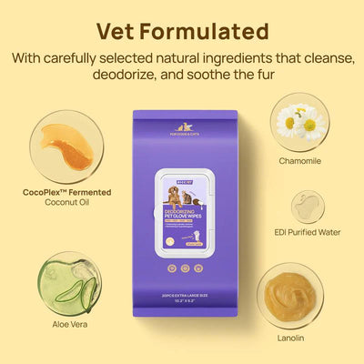 Cleaning Deodorizing Glove Wipes for Dogs & Cats (12 Gloves)